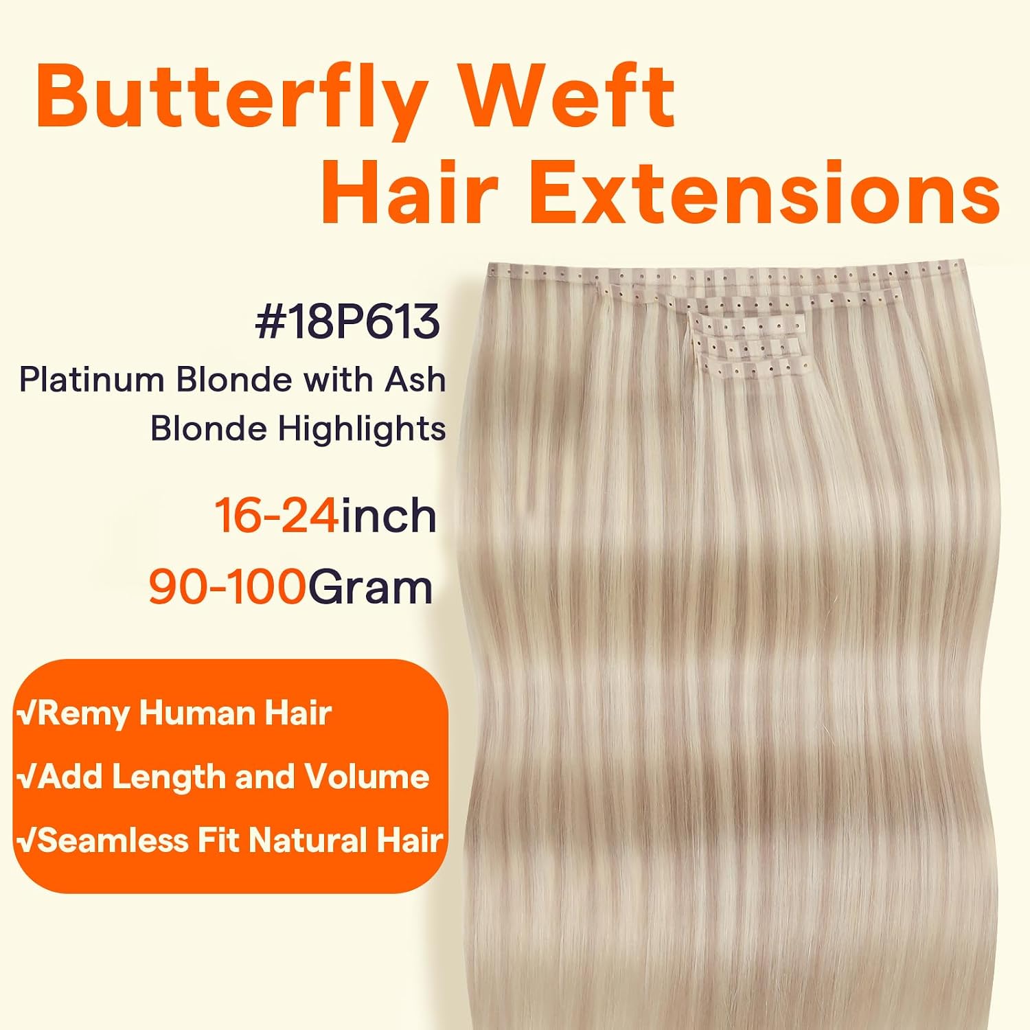 Thumbnail 1 de Full Shine Butterfly Weft Hair Extensions 18In 100g
