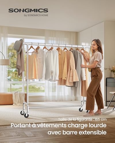 Thumbnail 1 de SONGMICS HSR11S Porte-vêtements avec roulettes – Tringle extensible, 130 kg, acier chromé