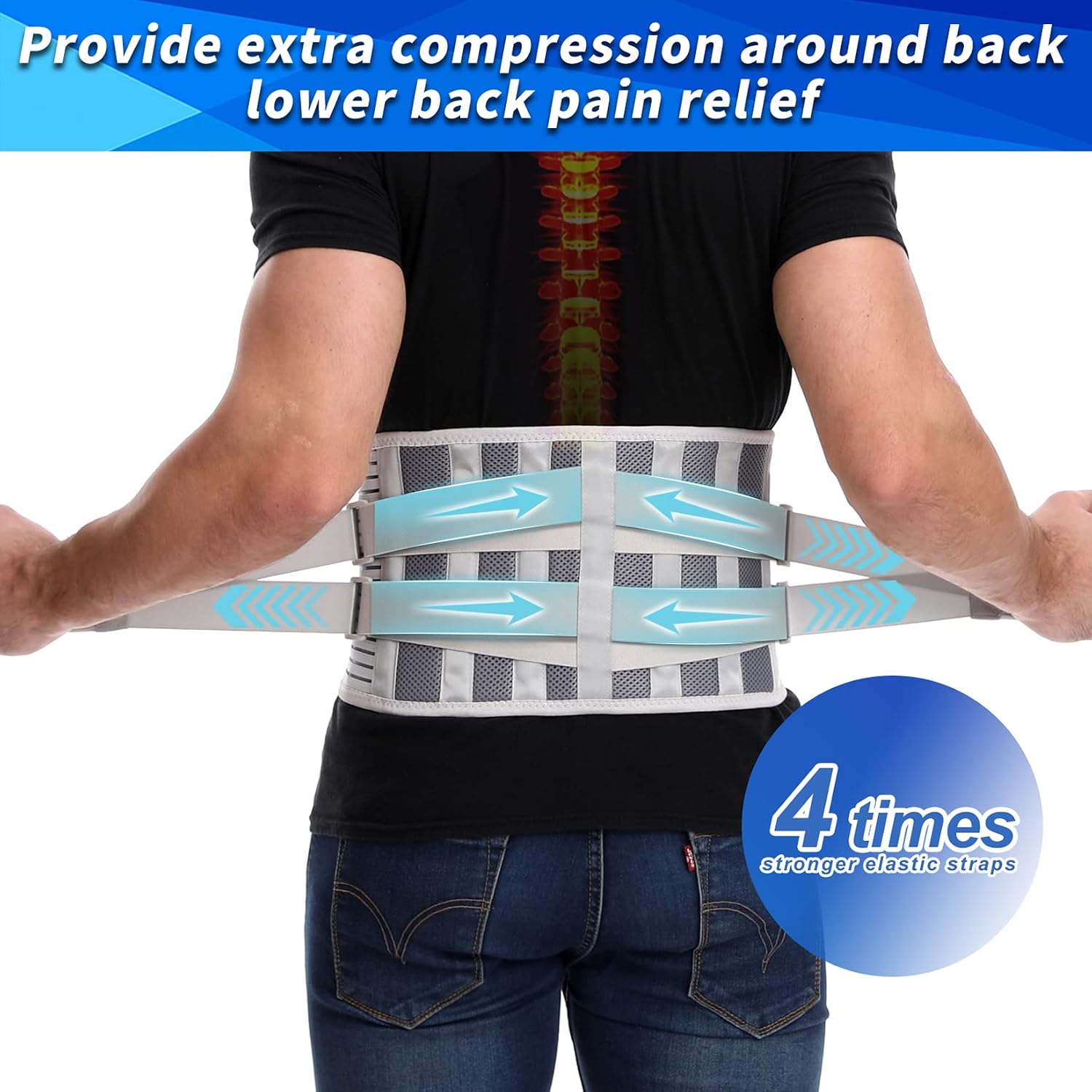Detalle de Paskyee Back Support Belt with Removable Lumbar Pad and 4 Stays