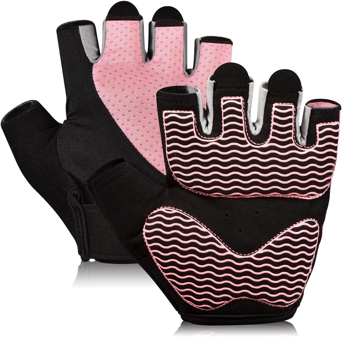 Detalle de sunnex US-JSST 01PINK M Fingerless Workout Gloves for Women with Silicone Grip