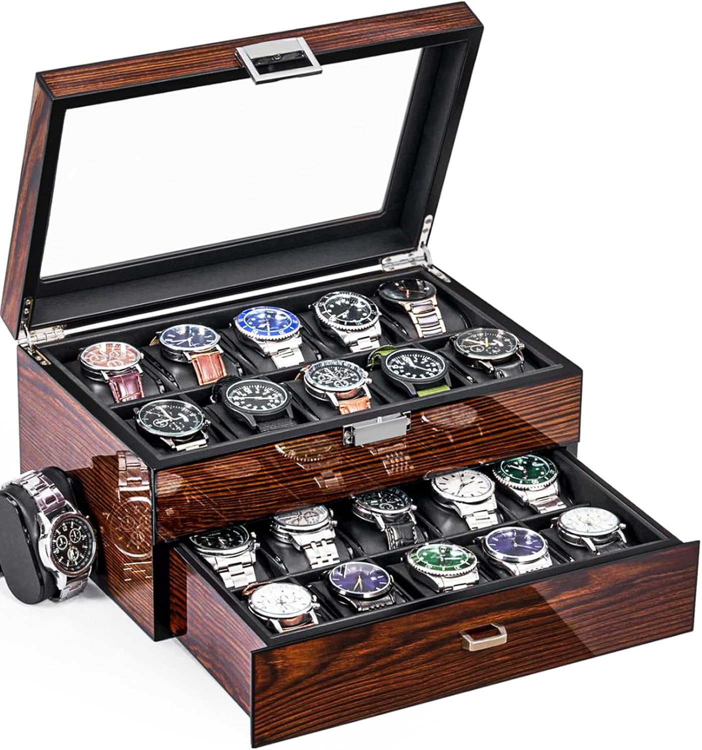 Detalle de BEWISHOME Caja de Relojes 20 Compartimentos