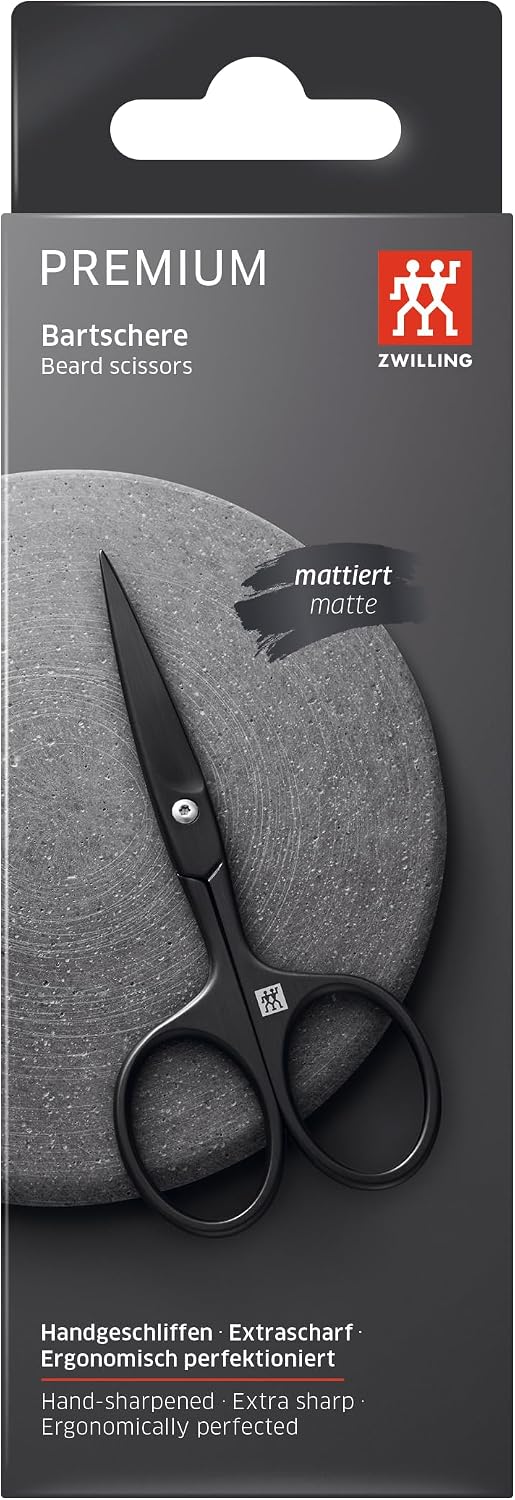 Detalle de Forbici per barba ZWILLING nero opaco da 115 mm, manico più largo e taglio preciso