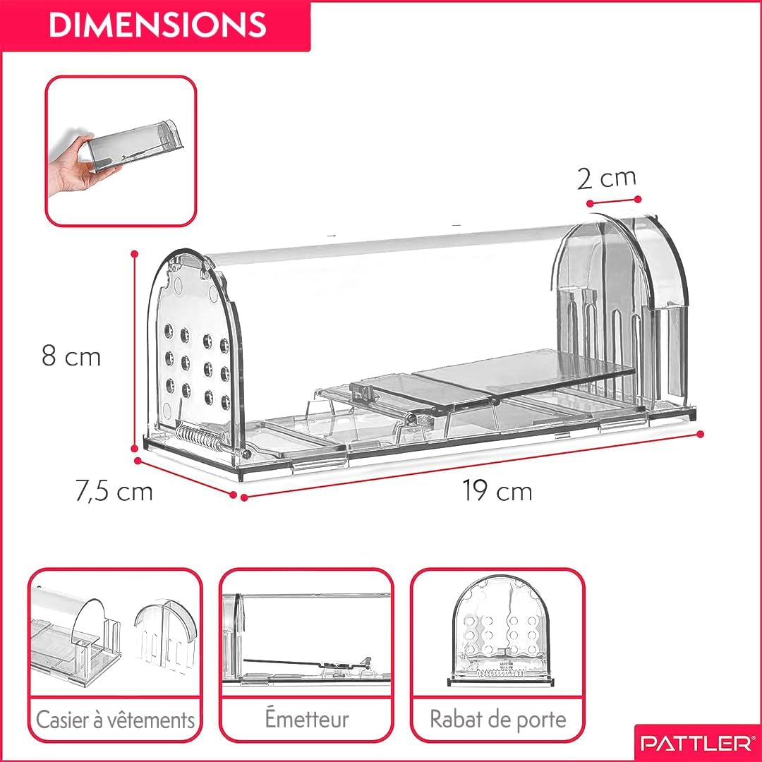 Thumbnail 5 de PATTLER® Piège à Souris Vivantes Extra Grand — Capture sans poison, transparent