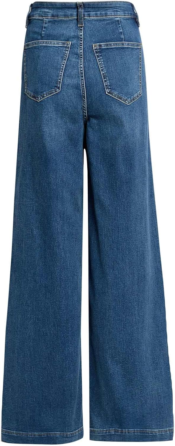 Detalle de Marks & Spencer damesjeans met hoge taille, wijde pijpen en stretch