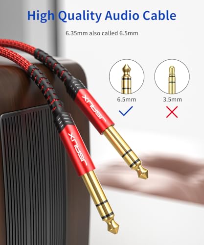 Detalle 2 de JSAUX Gitarrenkabel 3 m – 6,35 mm Klinke, vergoldete Kontakte, Nylon-Jacke