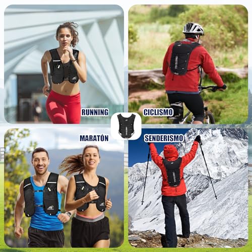 Thumbnail 9 de ONETOALL Chaleco Running con mochila de hidratación 2L para trail, 150 g y reflectantes