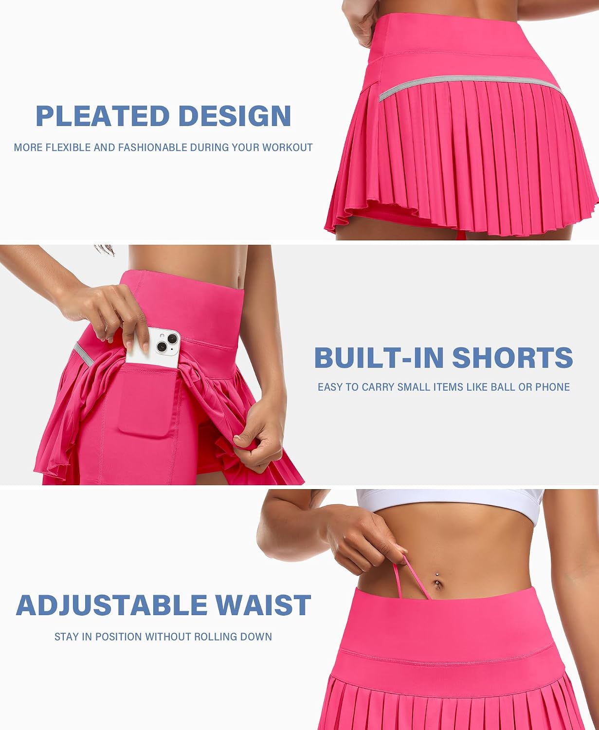 Thumbnail 3 de JoyGirl Pleated Tennis Skirt with Built-In Shorts (High-Waisted Skort with Pockets)