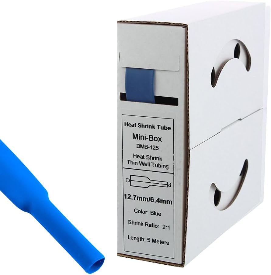 Detalle de Offgridtec krympslang 5 m, 12,7–6,4 mm, blå, 2:1 med självhäftande insida