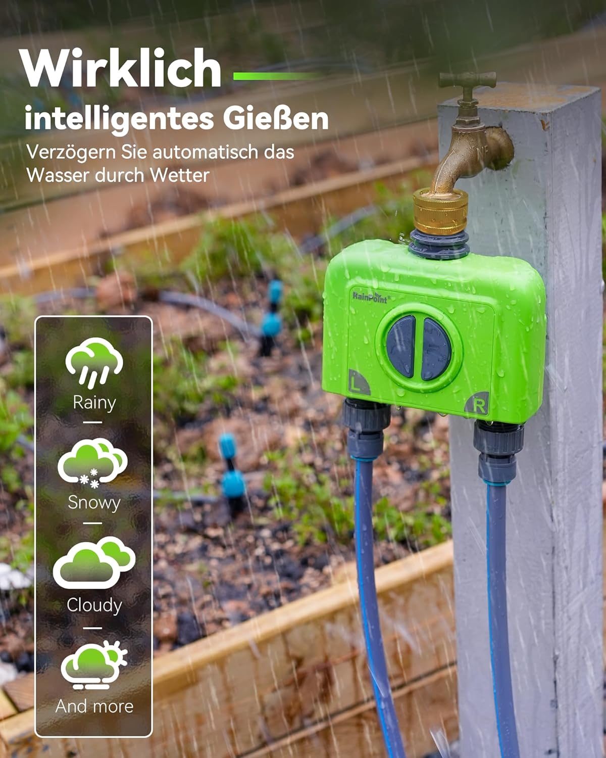Thumbnail 4 de RAINPOINT WLAN-Bewässerungscomputer mit 2 Ausgängen (Messingeinlass) – 6 Bewässerungspläne, ohne WLAN-Gateway