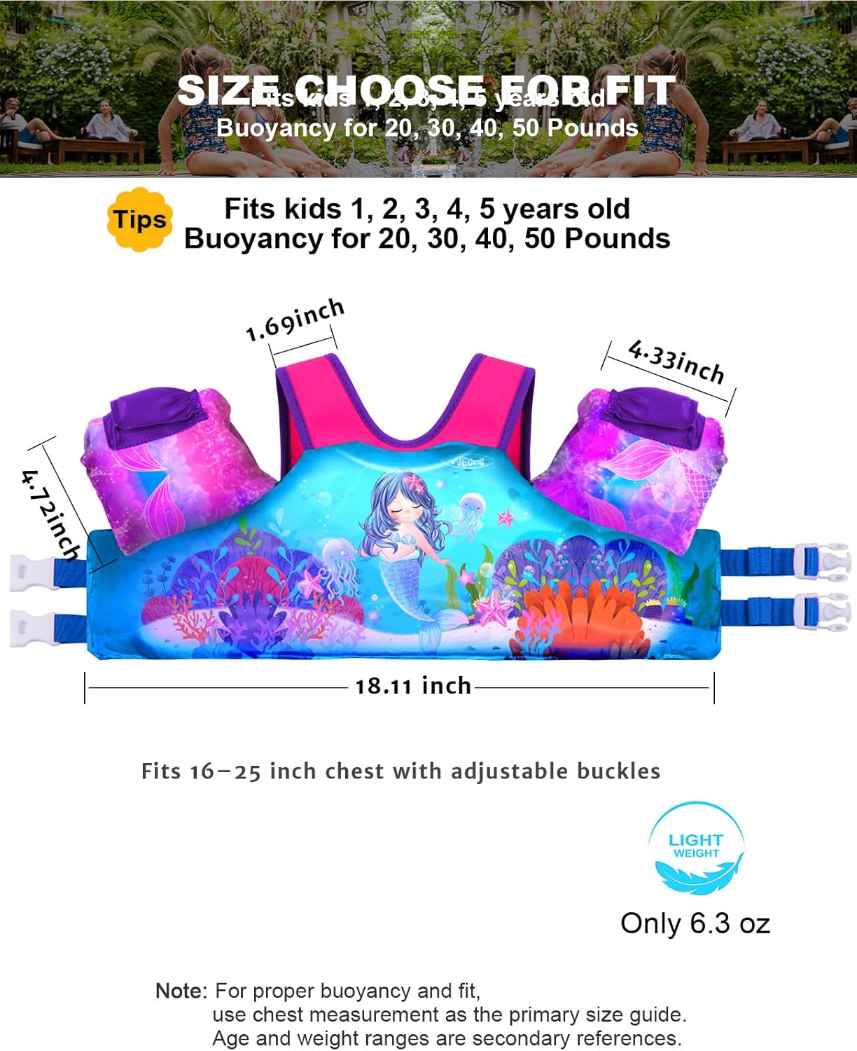 Thumbnail 2 de AEOCOO Puddle Float Jumper Toddler Swim Vest (20–30–50–60–70 lb) with Floaty Sleeves & Water Wings