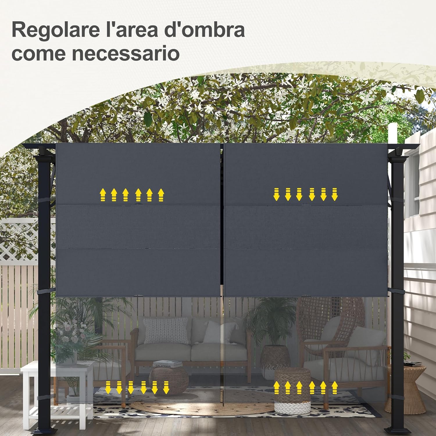 Thumbnail 6 de Outsunny Lot de 2 toiles de rechange pour pergola rétractable 4,9 x 1,2 m (pour pergola 3 x 3 m) gris foncé