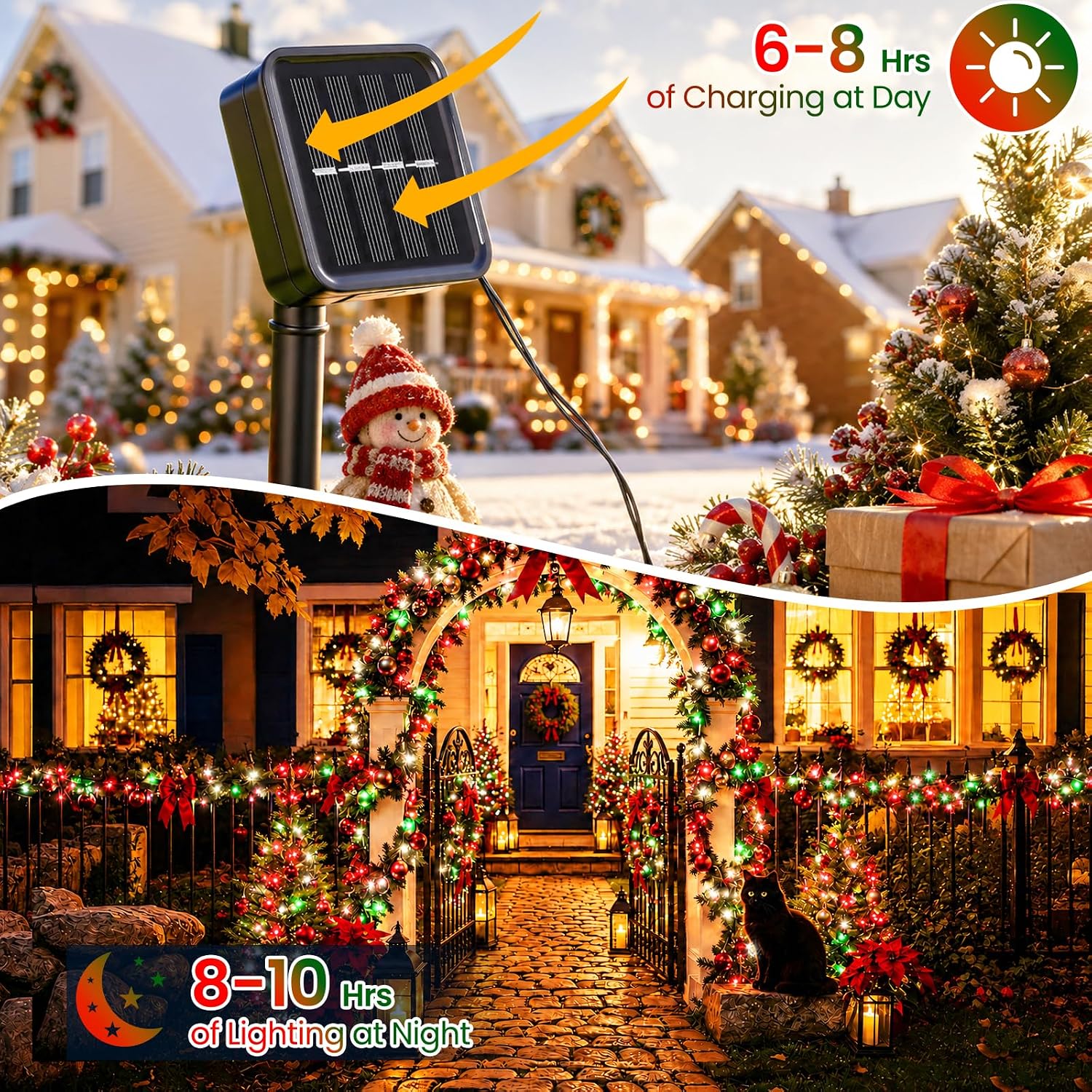 Detalle 2 de Moettany 5HLB-2-TYN Solar Christmas String Lights, 100 LEDs, 8 Modes