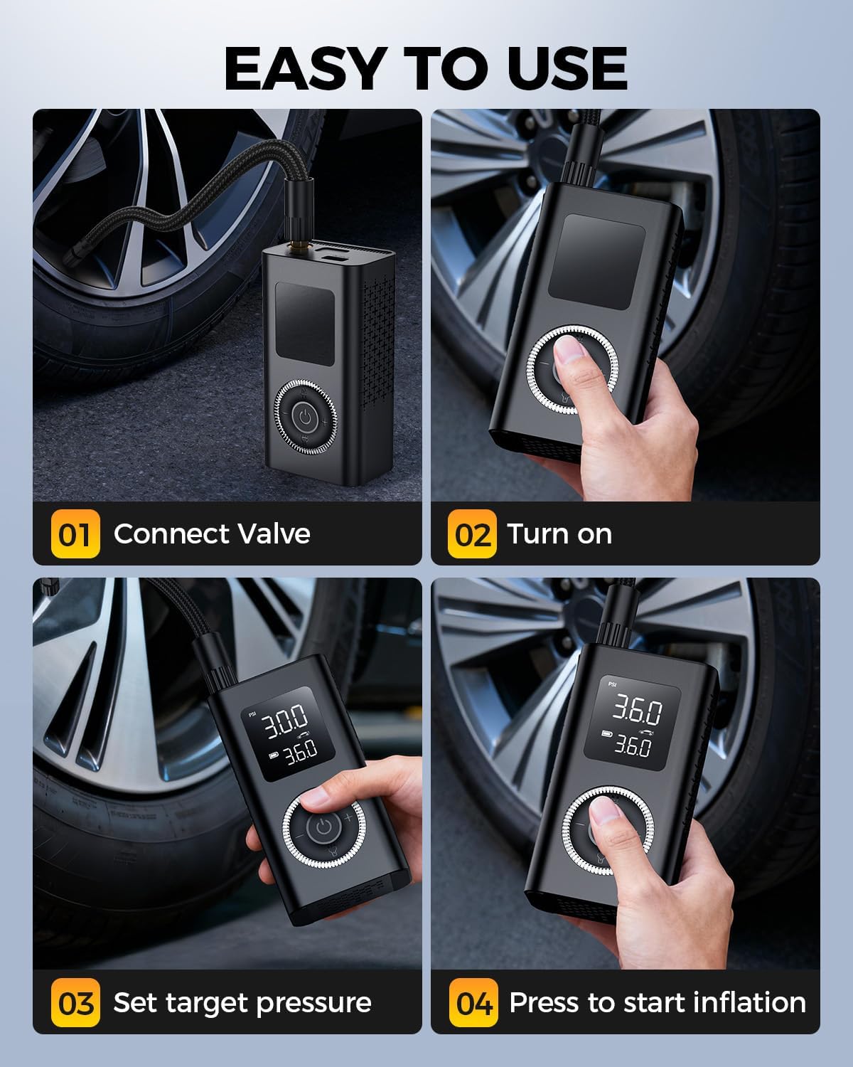 Thumbnail 4 de Tire Inflator Portable Air Compressor with Type-C Charging ⛽