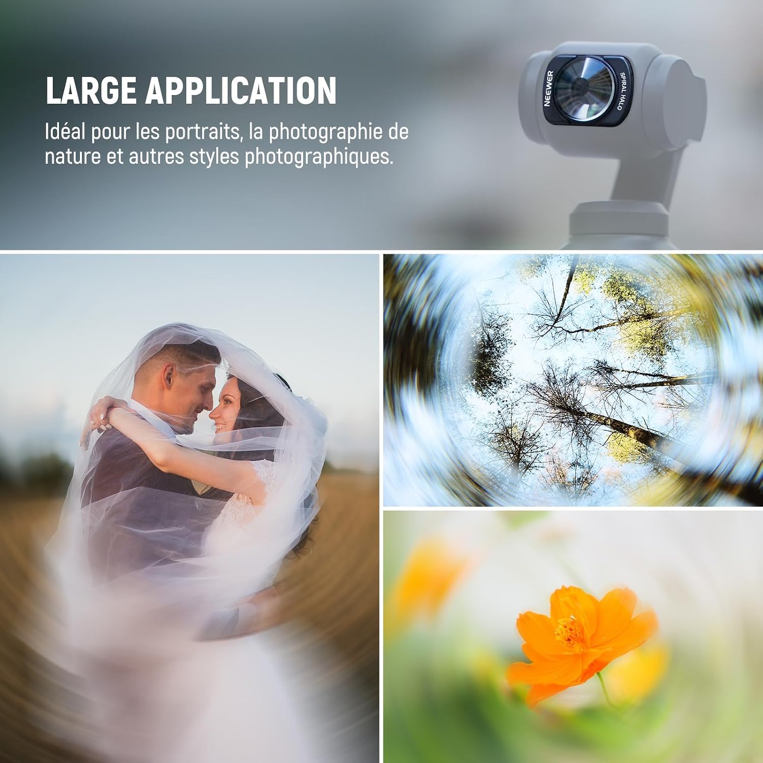 Detalle 2 de NEEWER FL-C35 : filtre à prisme à halo spiralé magnétique pour DJI Osmo Pocket 4/3