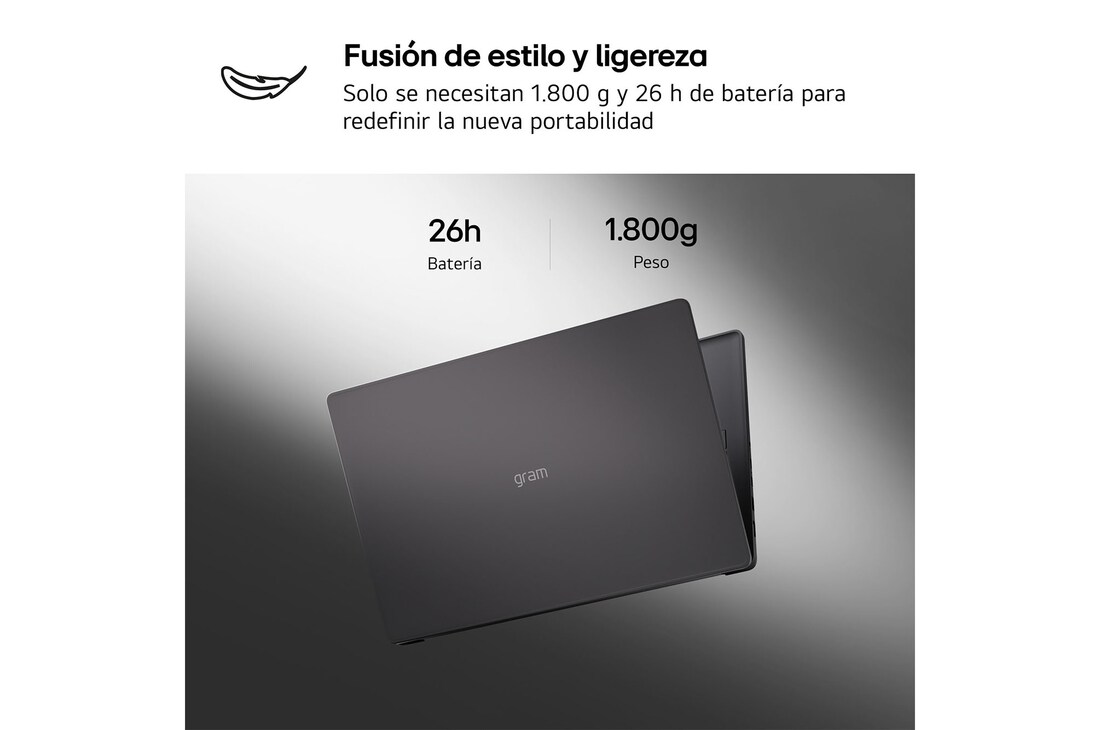 Detalle de LG gramBook 16U55U-G.AU88BN: portátil ligero con Ryzen AI 7, 32 GB RAM y 1 TB SSD para productividad