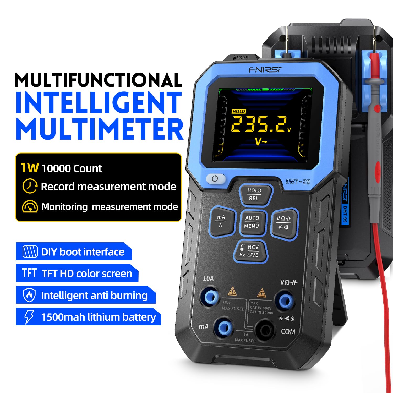 Detalle 2 de FNIRSI DMT-99 Digital Multimeter (TRMS) with Recording, Monitoring, and Rechargeable Battery