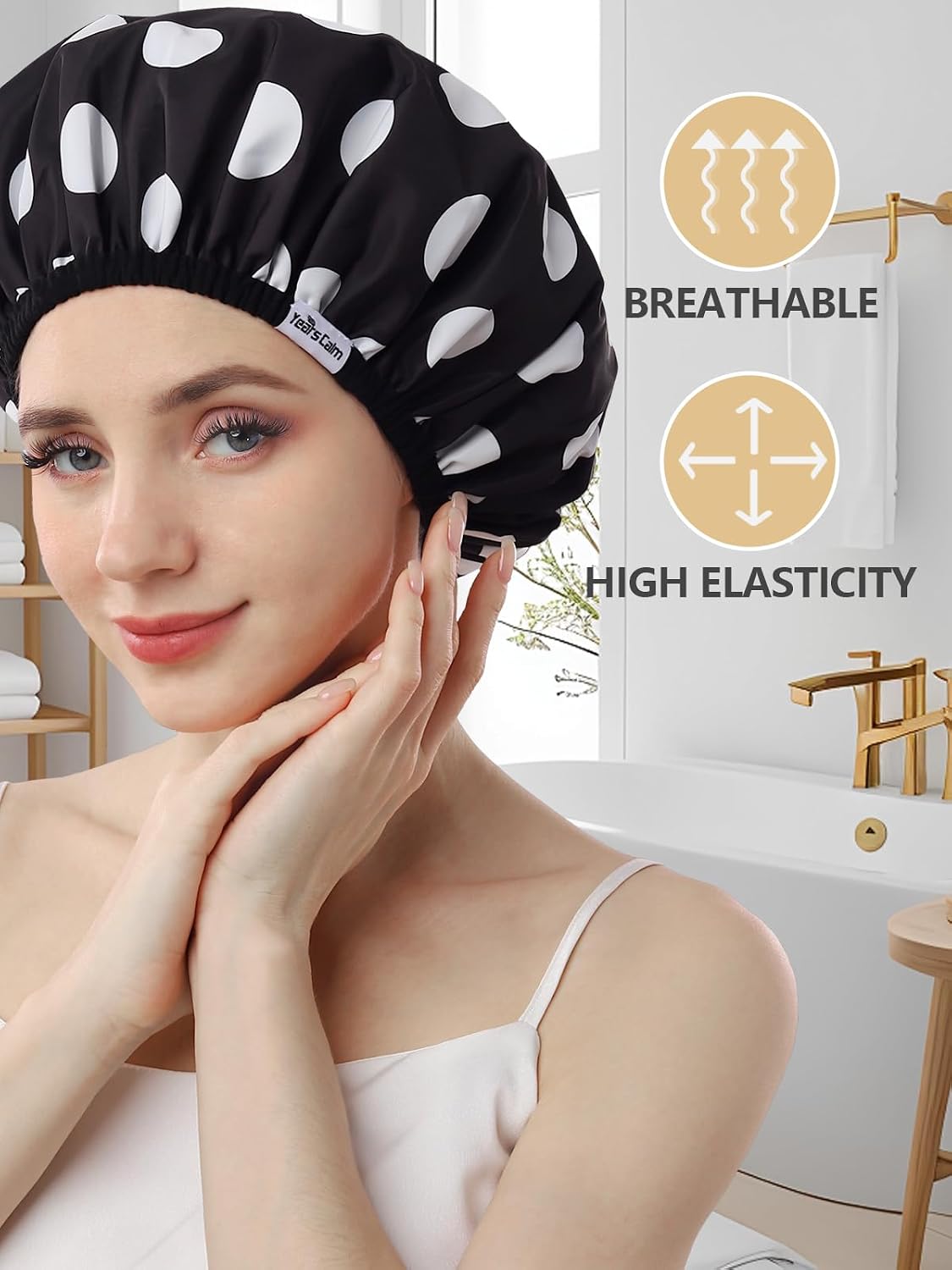 Thumbnail 5 de Years calm Reusable Double-Layer Shower Cap with Reversible Design