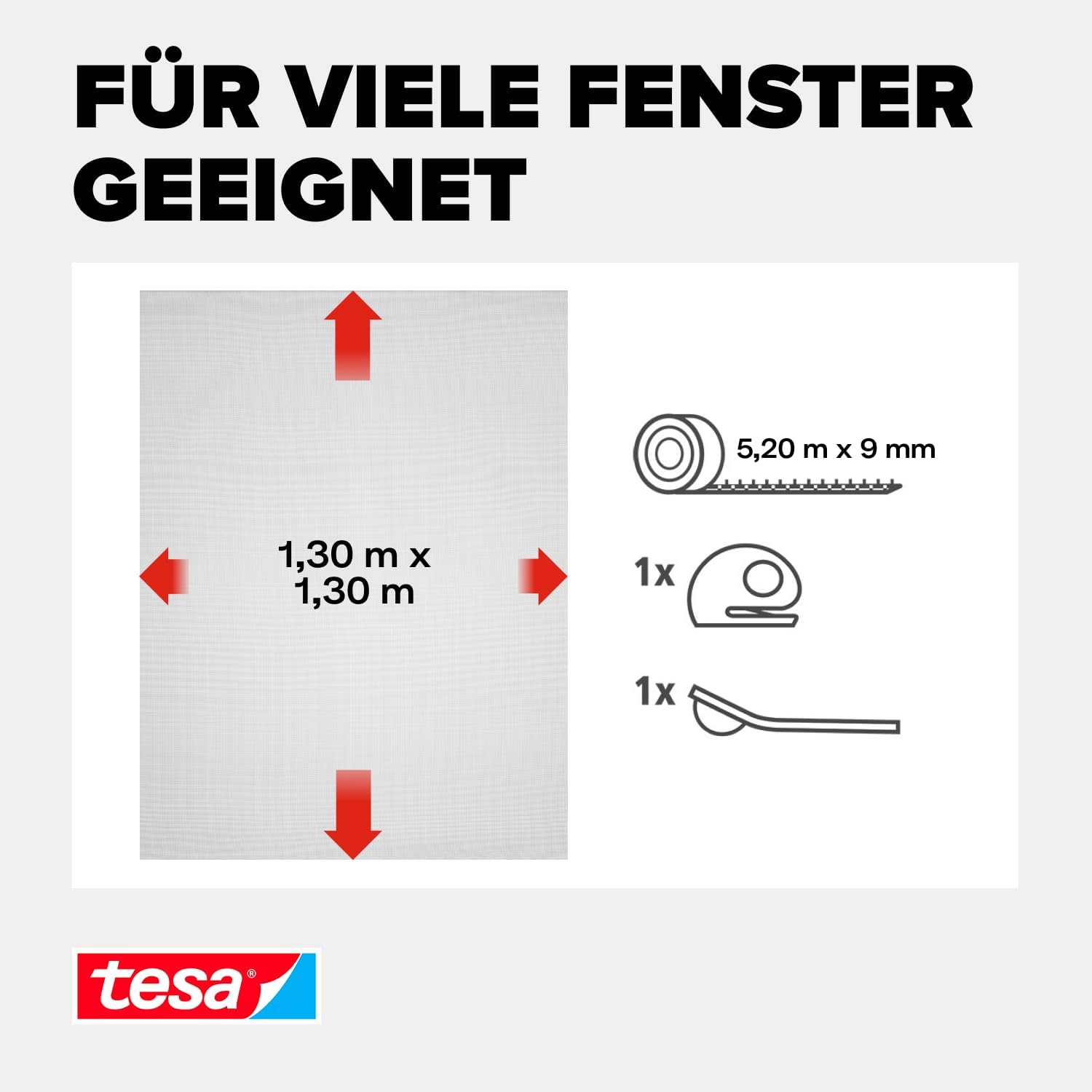 Thumbnail 3 de tesa INSECT STOP Klett Fliegengitter Premium für Fenster (130 x 130 cm) in Anthrazit/Transparent