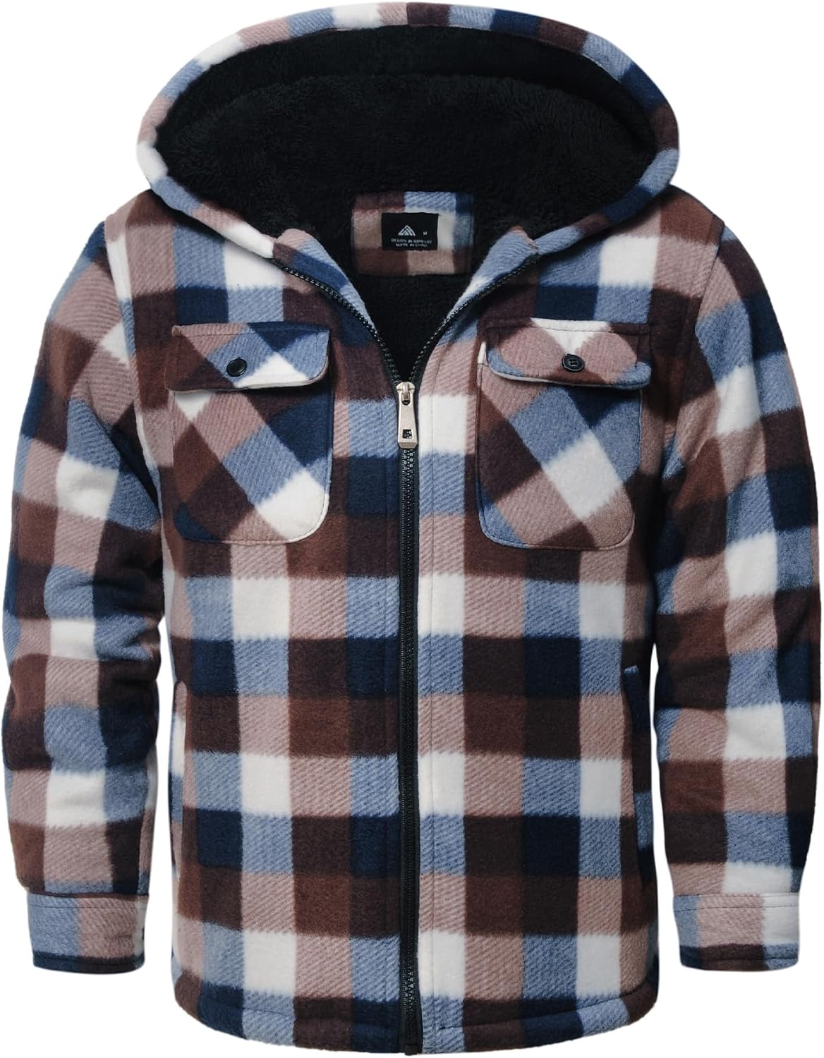 Thumbnail 2 de V VALANCH Plaid Sherpa-Lined Hooded Jacket for Kids, Full-Zip