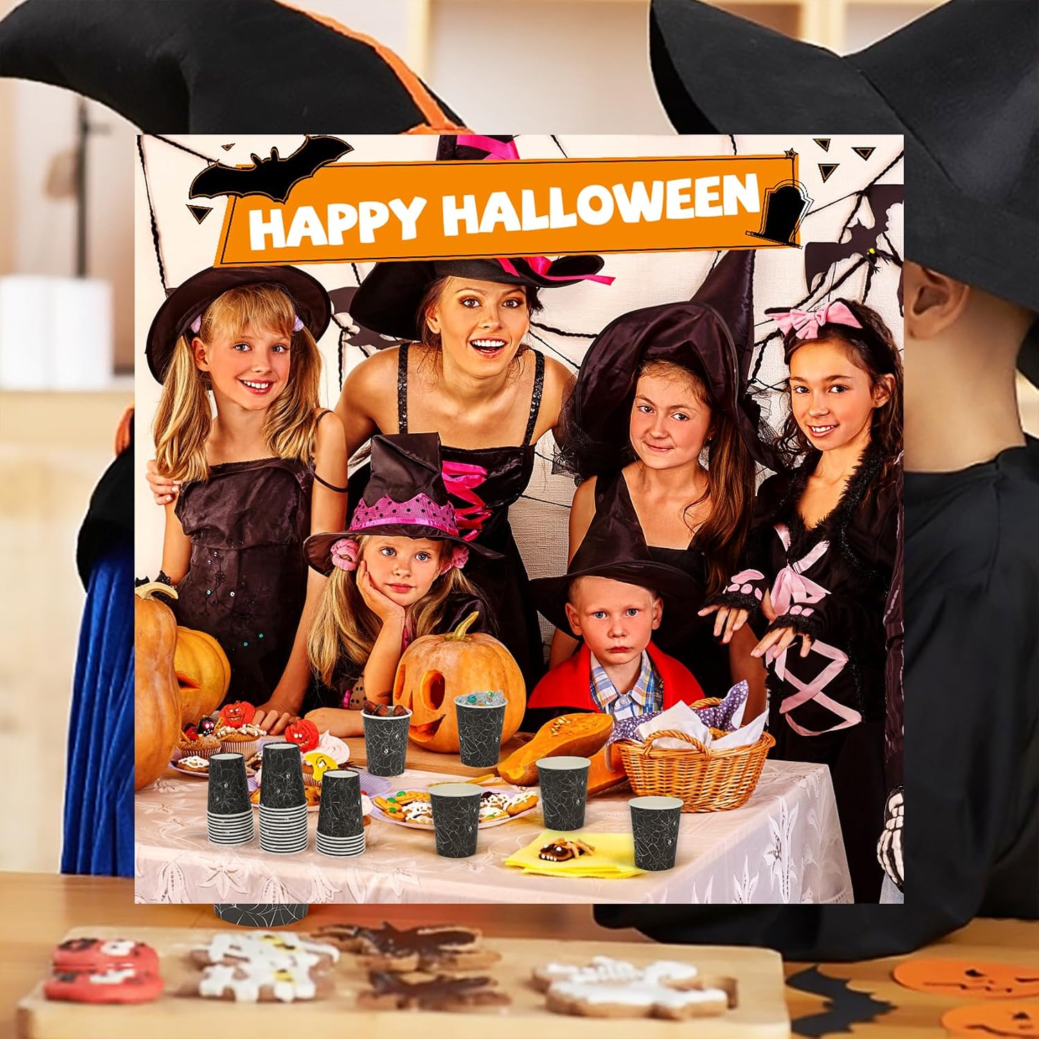 Detalle 1 de ATFUNSHOP ATTZ-000486 Halloween Paper Cups, 9 oz Spiderweb Design, 30 Count
