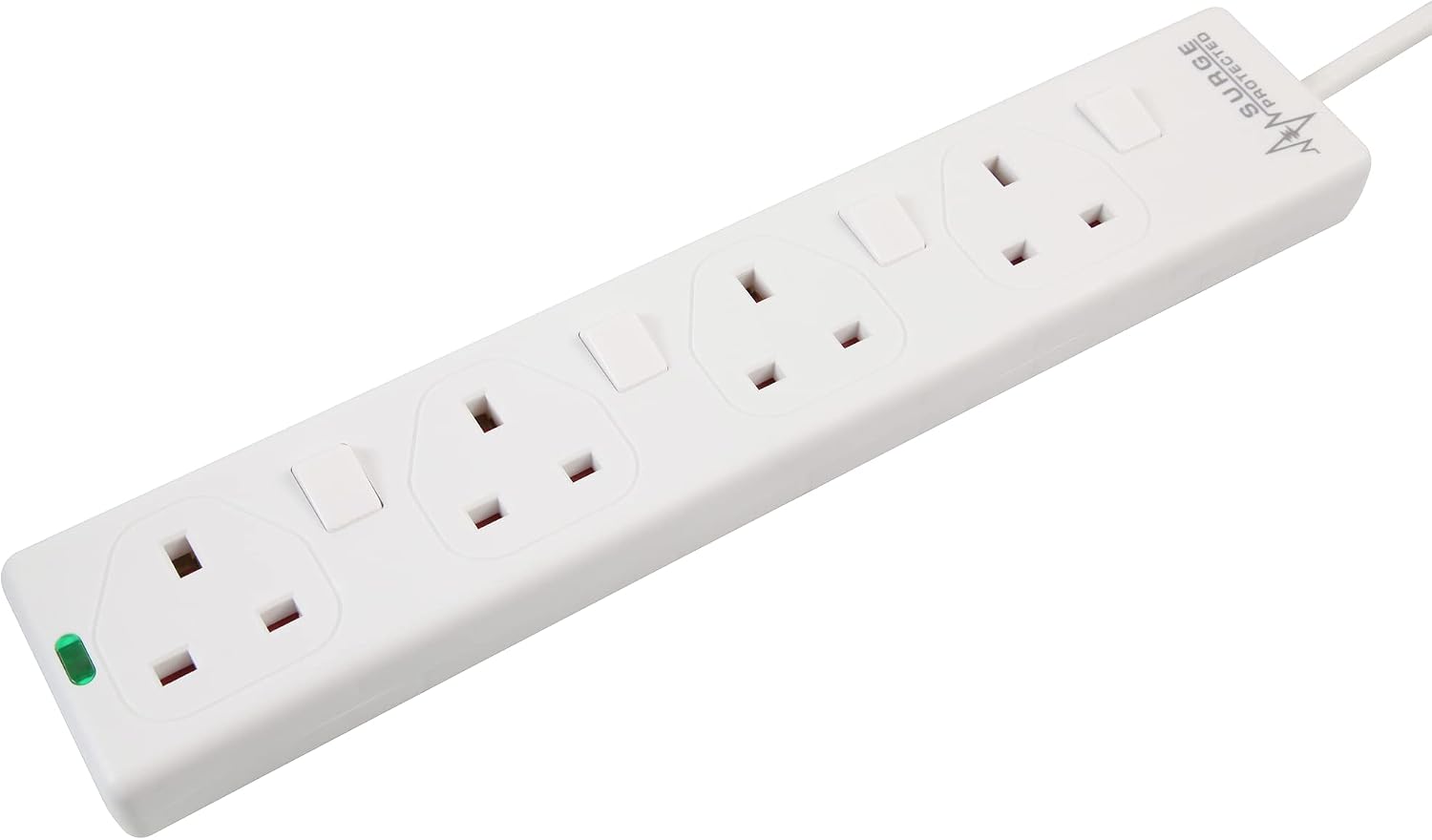 Detalle de PRO ELEC PELB1921 4 Way Individually Switched Surge Protected Extension Lead White, 5m