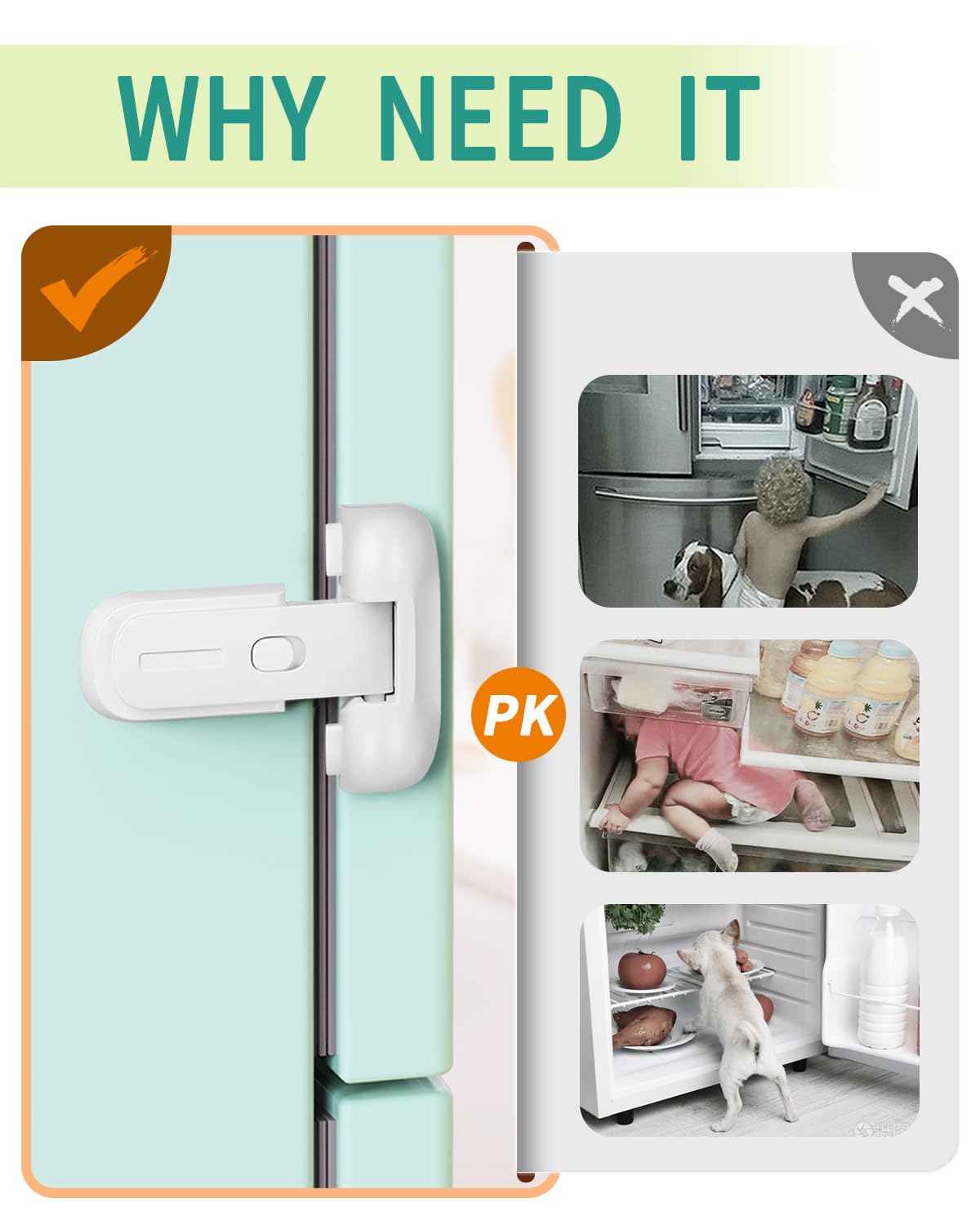 Detalle 2 de Qinzcp Refrigerator Safety Lock, ABS