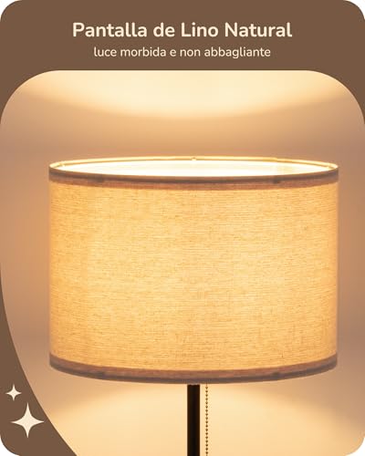 Detalle 2 de EDISHINE Lámpara de Pie Salón con Pantalla de Lino y Luz 2700 K — Negro