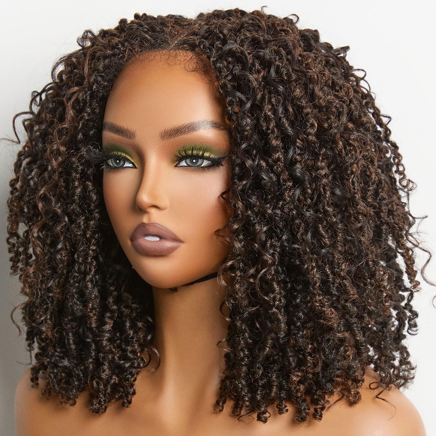 Thumbnail 1 de Frodio Veralux Fiber 12'' 11X4 HD Lace Frontal Wig — 200% Density, Glueless, Micro Twist Curly with Fluffy Hairs