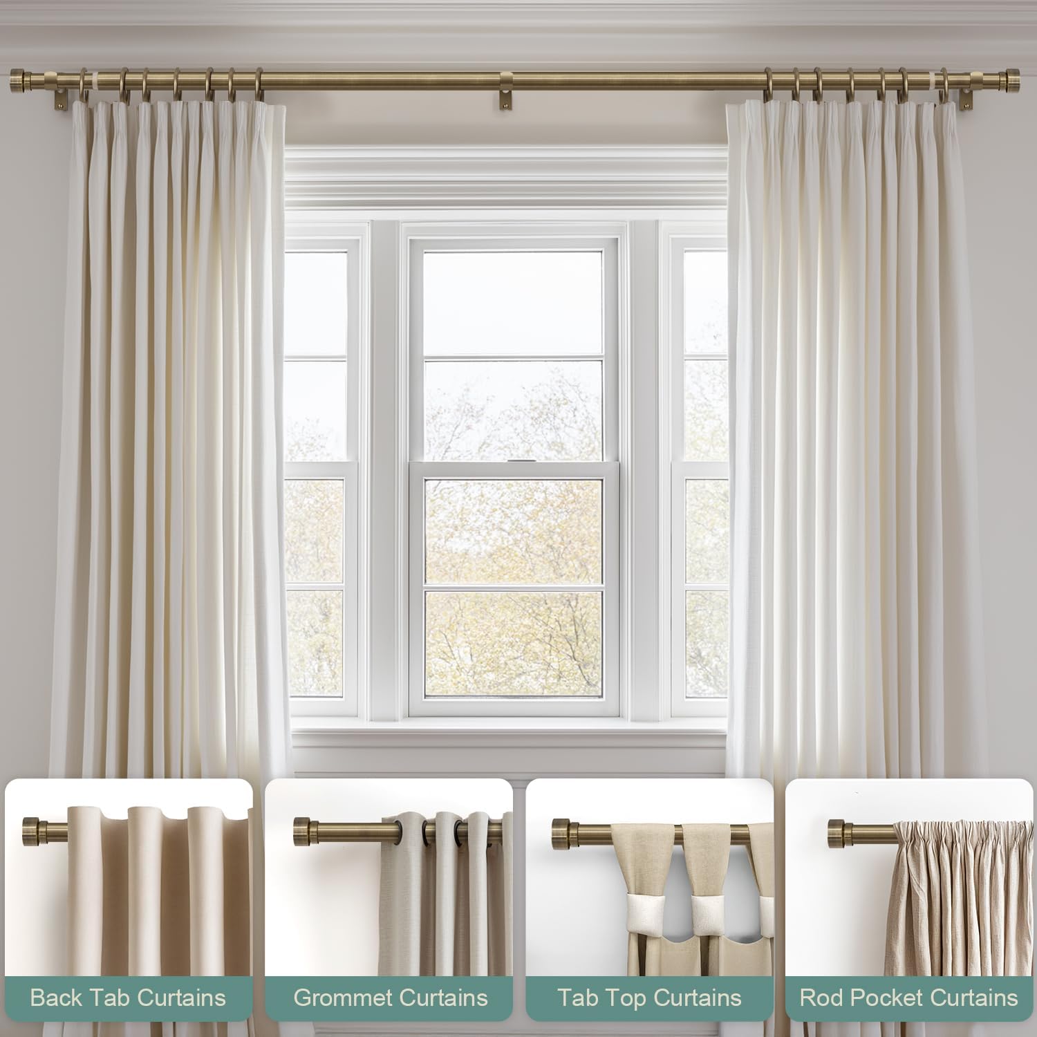 Thumbnail 3 de Lootkell 2 Pack Bronze Curtain Rods: Heavy-Duty, Adjustable 32–88 Inches with Solid Metal Finials