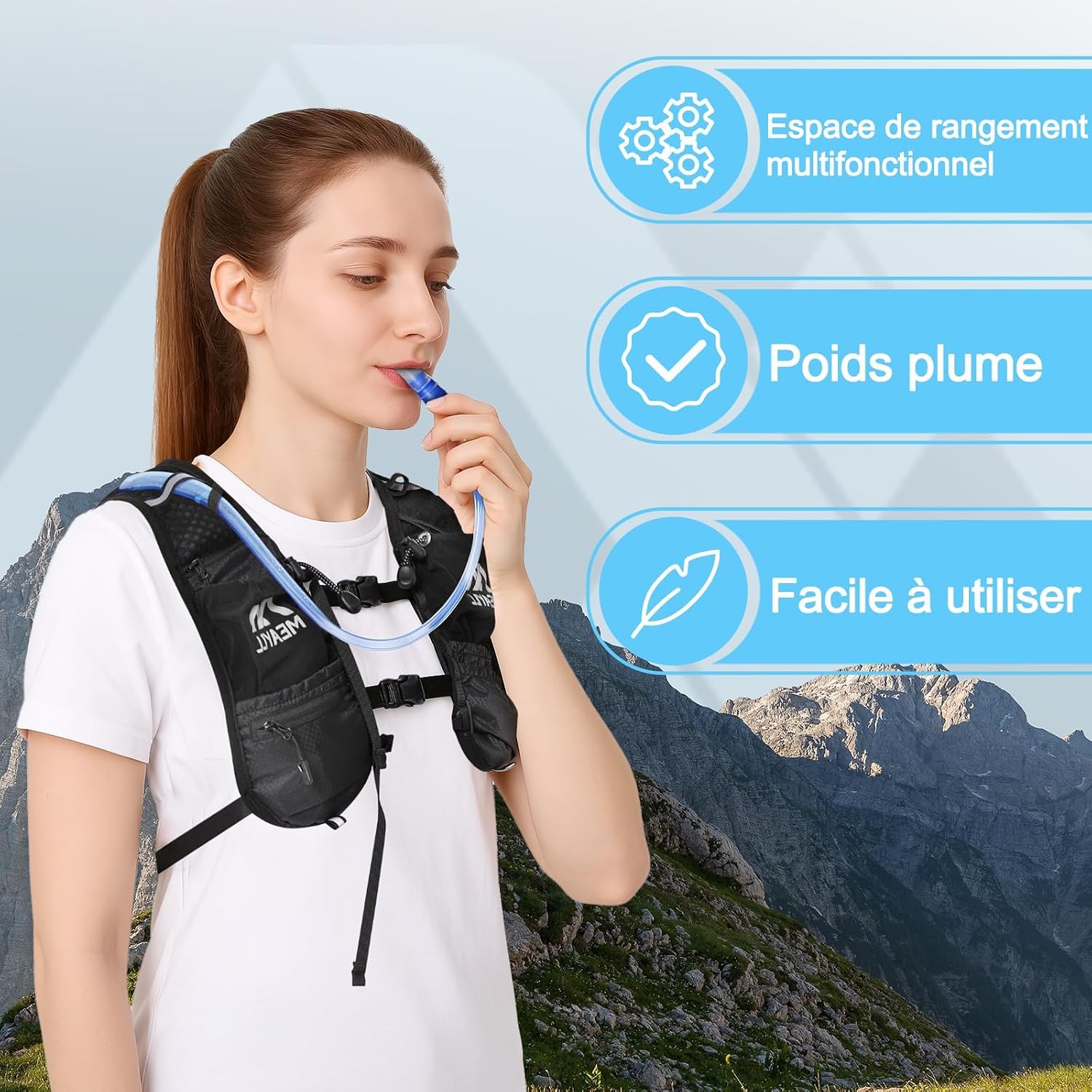 Thumbnail 6 de Laufweste mit 500 ml TPU-Trinkflasche – 7 l Fassungsvermögen, verstellbar, für Trailrunning, Radfahren und Wandern