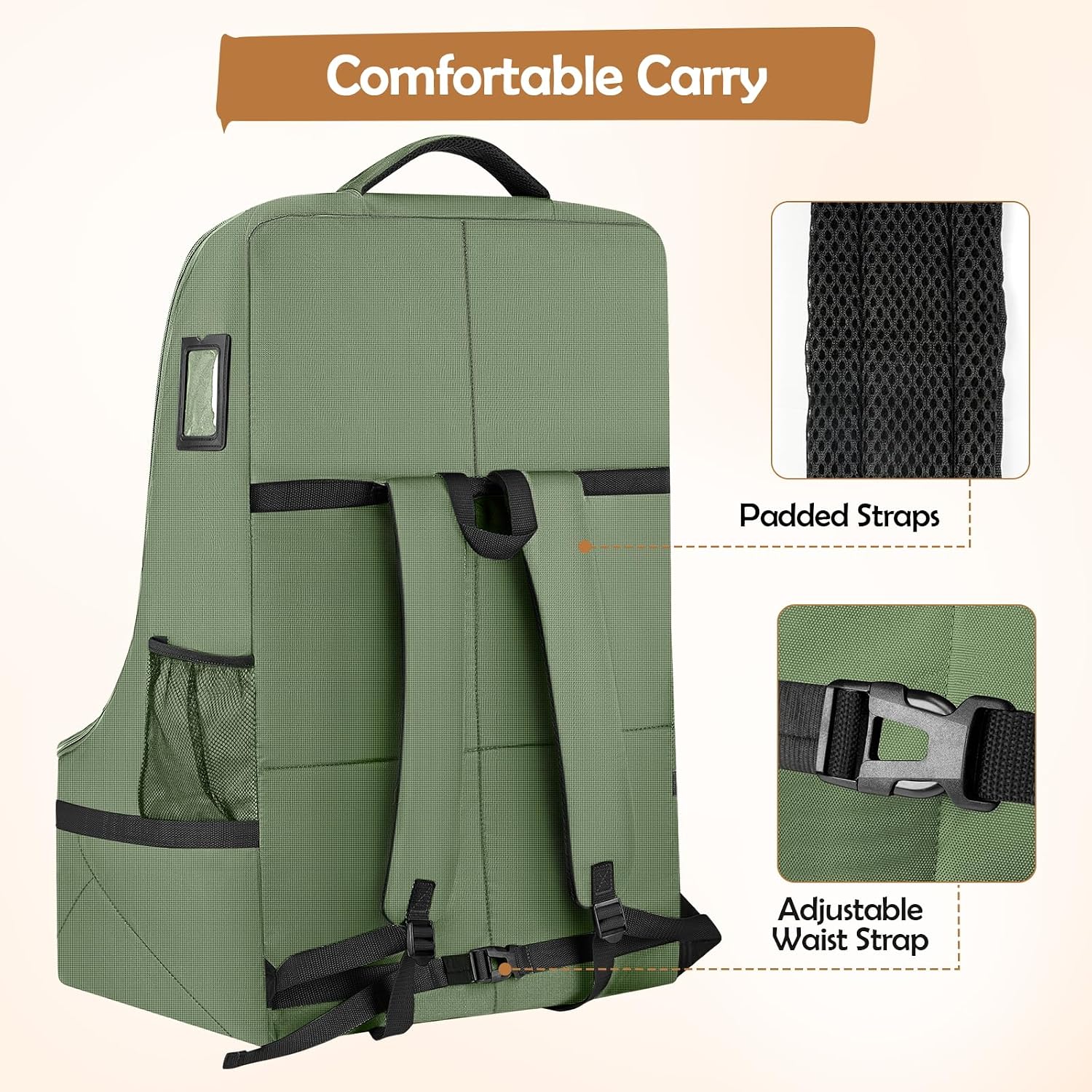 Detalle 2 de YOREPEK Padded Car Seat Travel Bag, 17" x 17" x 28", Backpack Straps