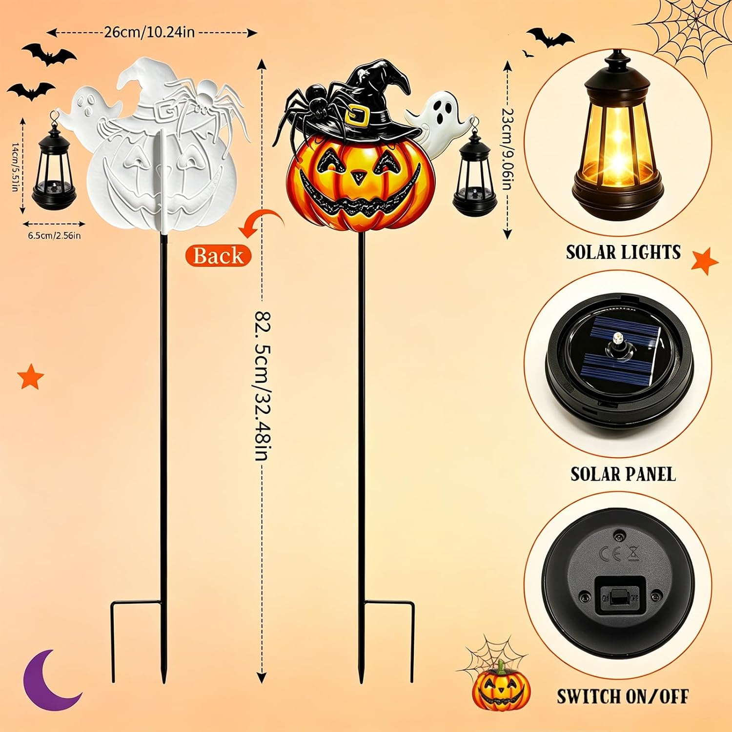 Thumbnail 2 de Solar Halloween Pumpkin Stake Lights, 32.5-inch