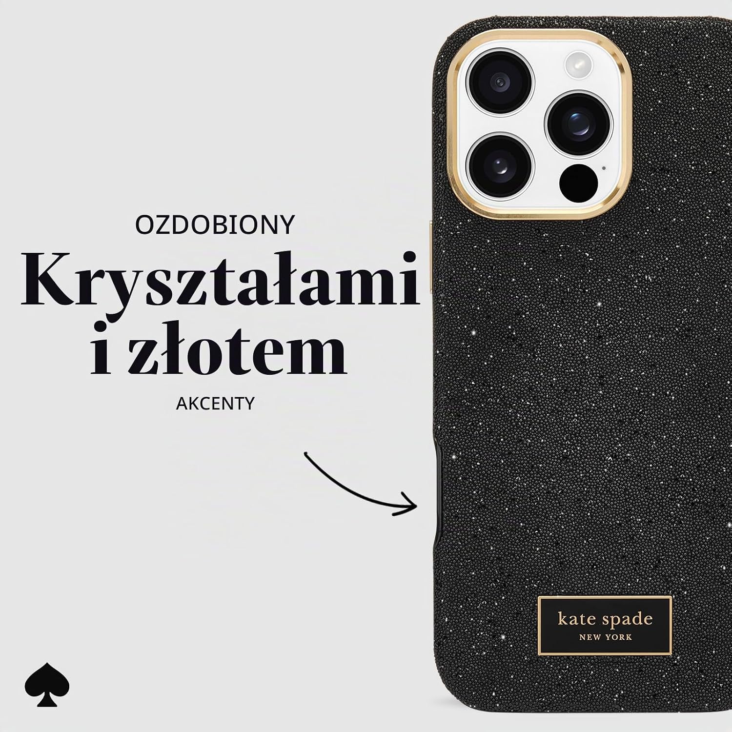 Detalle 1 de Kate Spade New York Crystal Pave Nightfall – etui MagSafe do iPhone’a 16 Pro Max