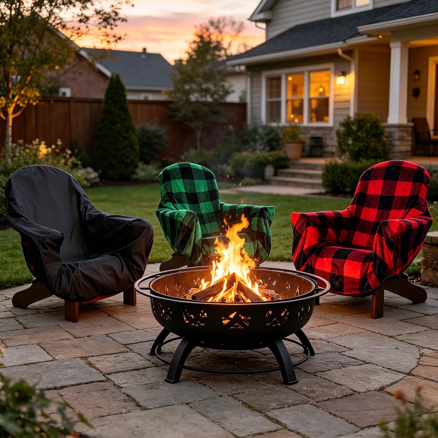 Thumbnail 6 de STARTWO JINGPU-266-RPD3-2 Outdoor Chair Cover, Reversible Plaid and Fleece
