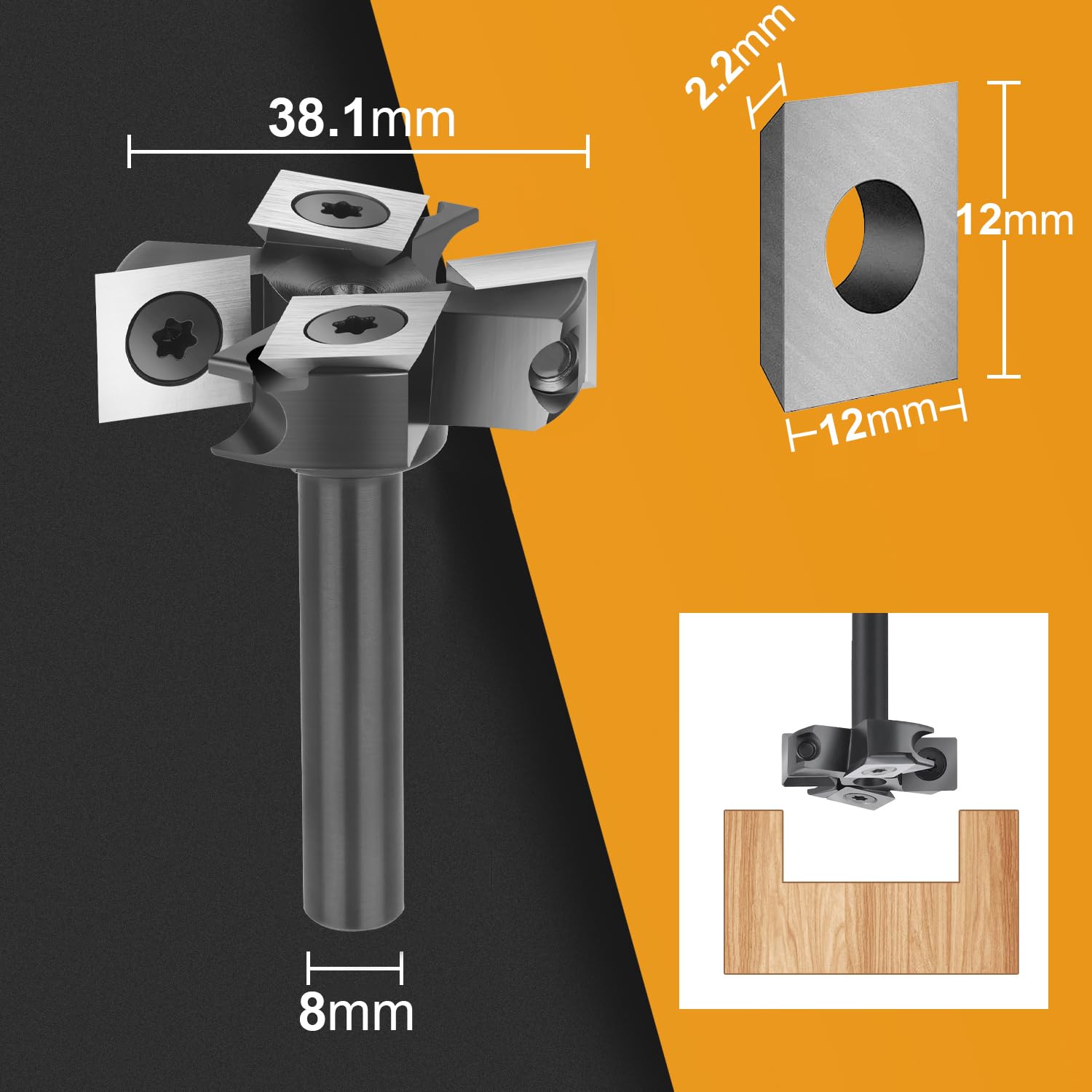 Thumbnail 1 de SpeTool planfräs med 8 mm skaft, 38,1 mm skärdiameter och vändskär
