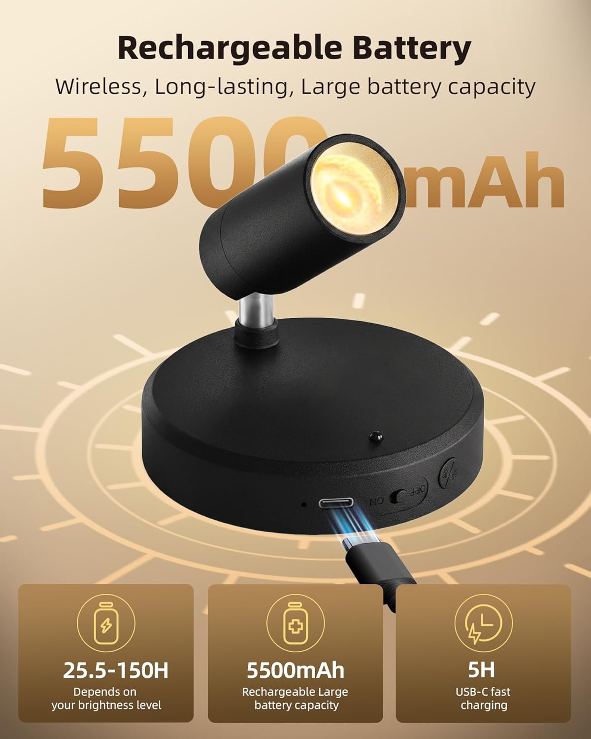 Detalle 2 de EZVALO Spotlights Indoor 5500mAh Rechargeable