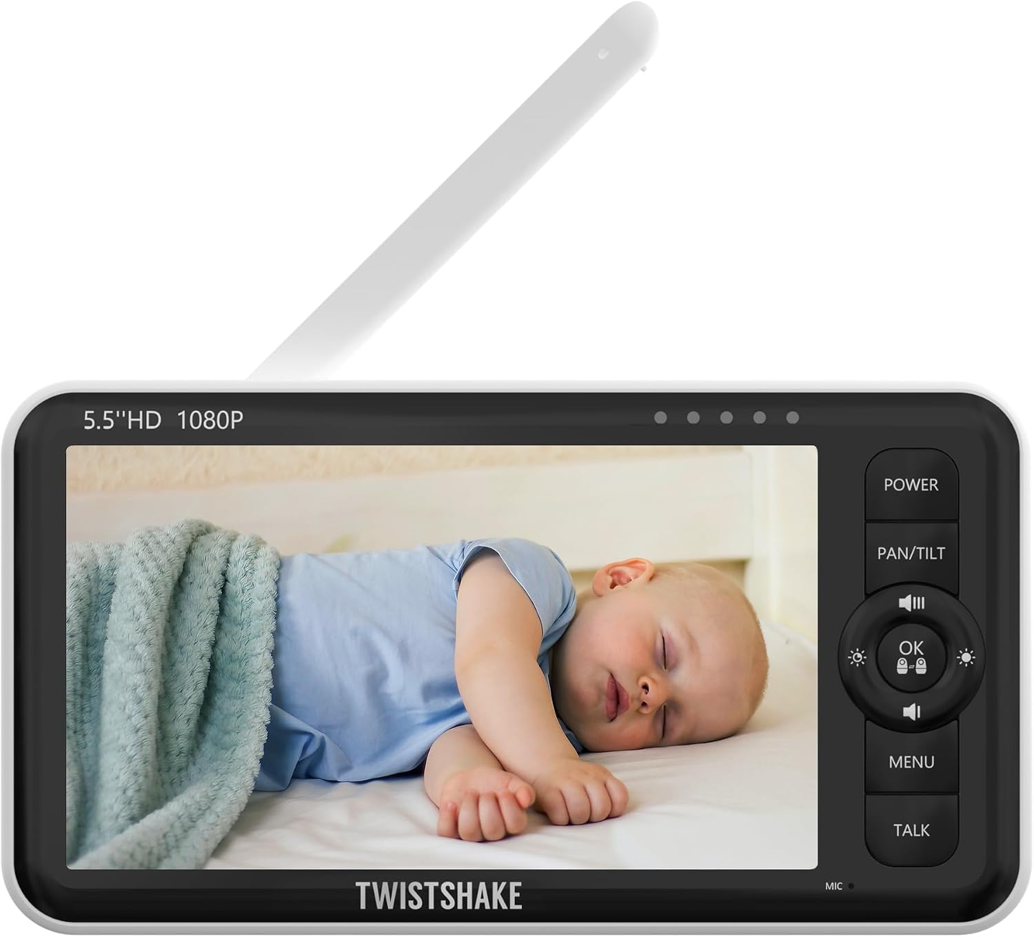 Detalle de Twistshake 79064 babymonitor med kamera, 5,5-tumsskärm och nattseende