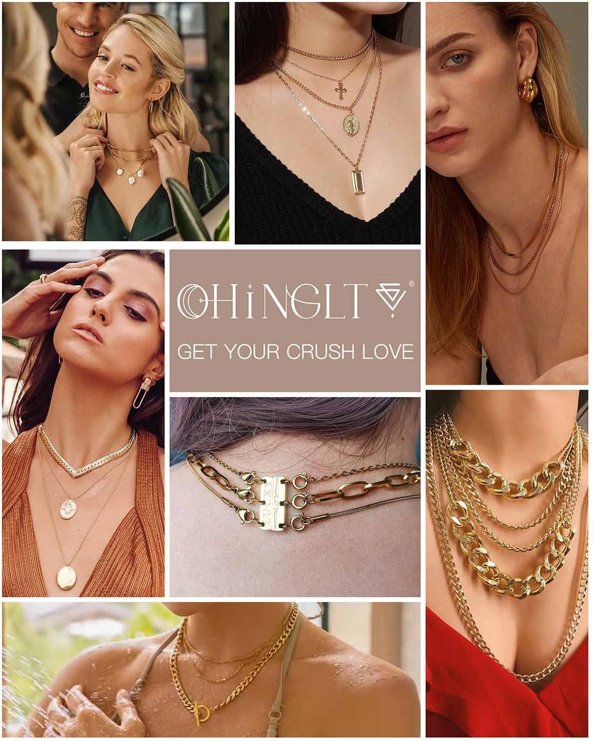 Detalle 2 de OHINGLT 01 Lucky Magnetic Necklace Layering Clasp, Double-Silver Stainless Steel