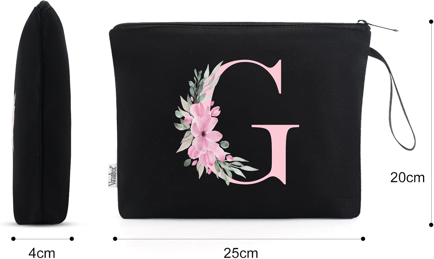 Detalle 2 de Vavabox beauty case personalizzato con iniziali dalla A alla Z (G, 01-Nero)