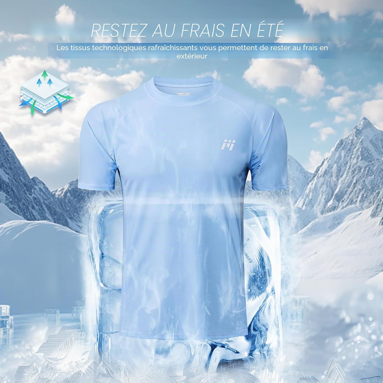 Detalle de MEETWEE Rashguard Anti-UV Homme – UPF 50+ à manches courtes/longues, séchage rapide