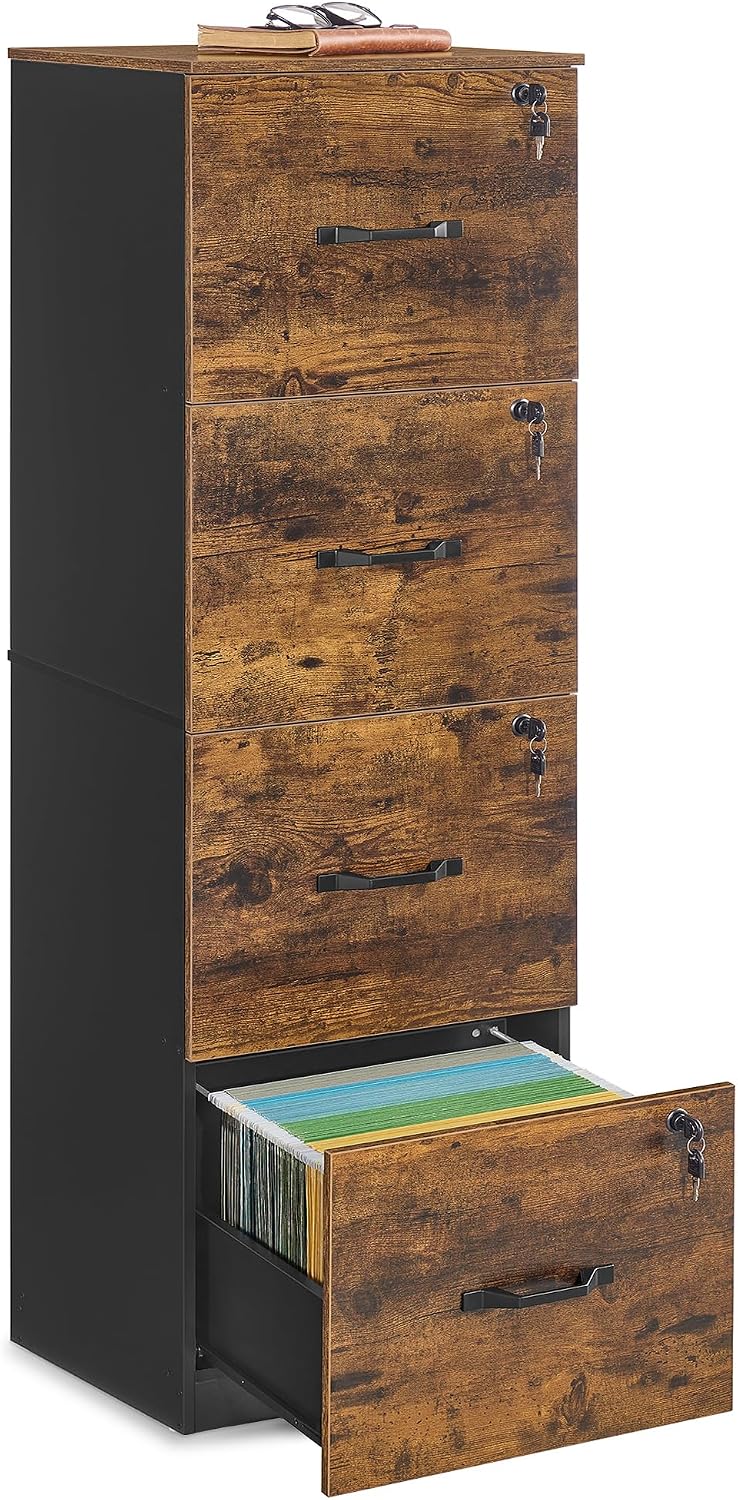 Detalle de VASAGLE Meuble de Bureau OFC082K02 — 4 tiroirs verrouillables
