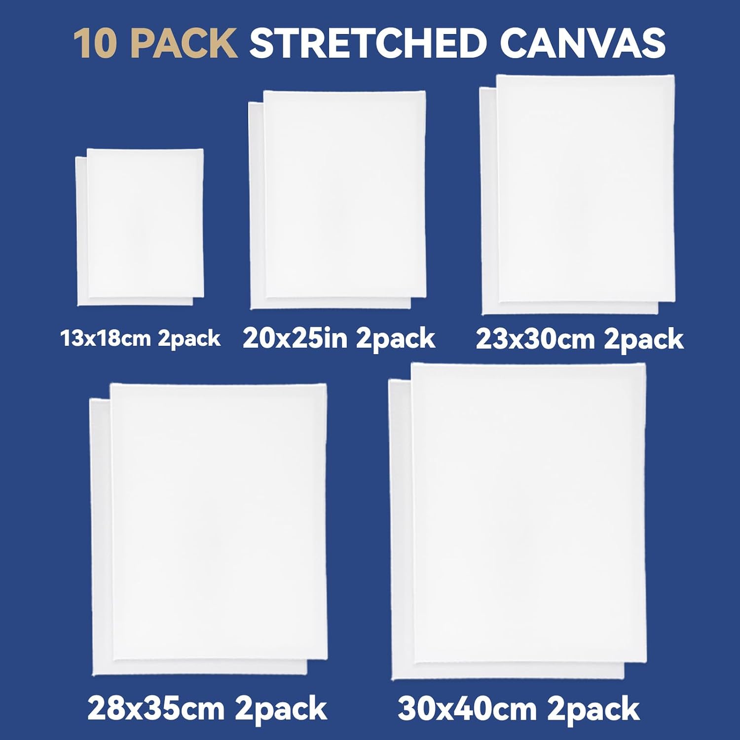 Thumbnail 6 de 10 Pack Canvas for Painting – 30x40, 28x35, 23x30, 20x25, 13x18cm Blank Canvases (Cotton, Pre-Primed) for Oils and Acrylics