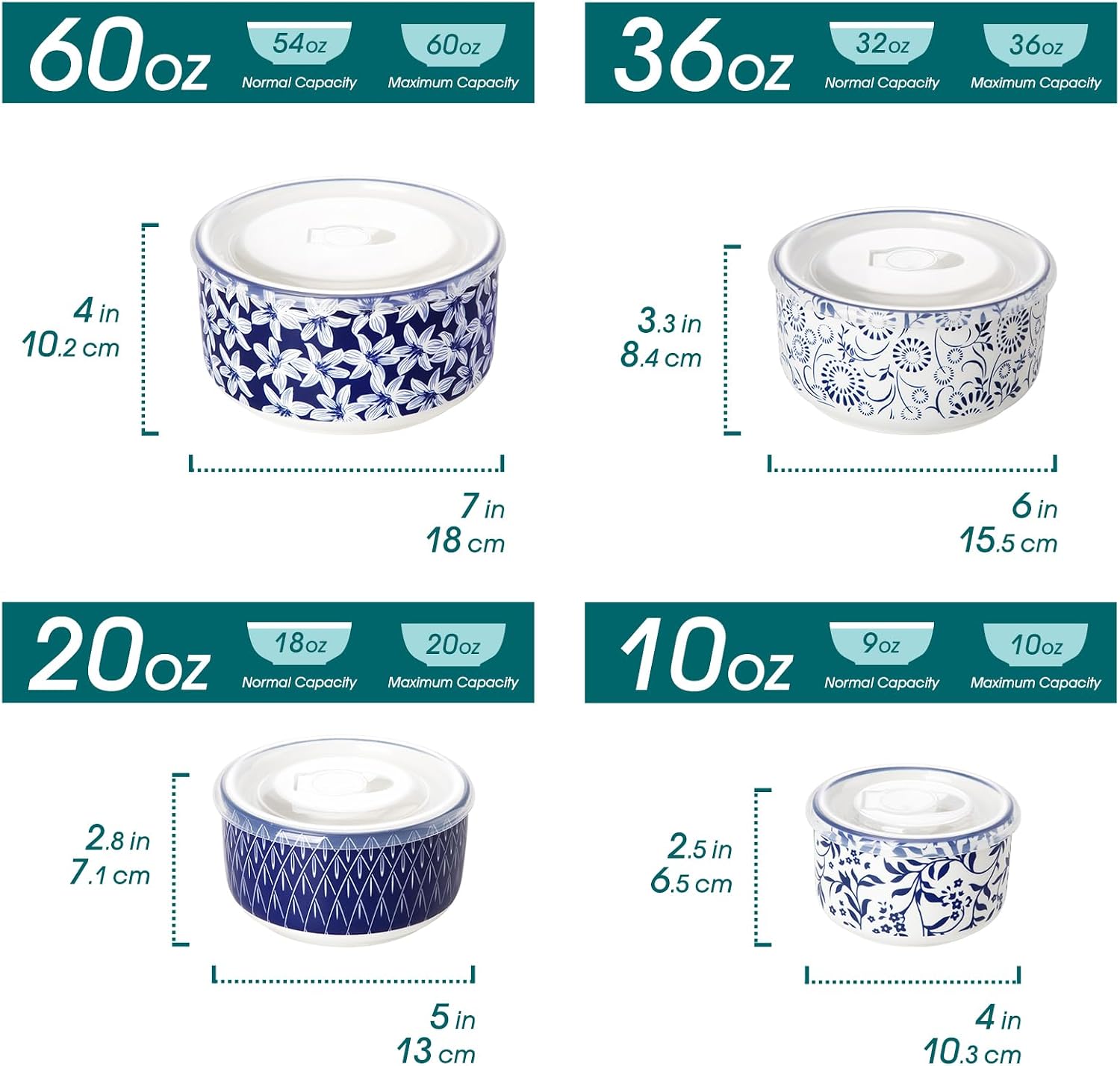 Detalle de Vancasso Ceramic Nesting Bowls 60 oz