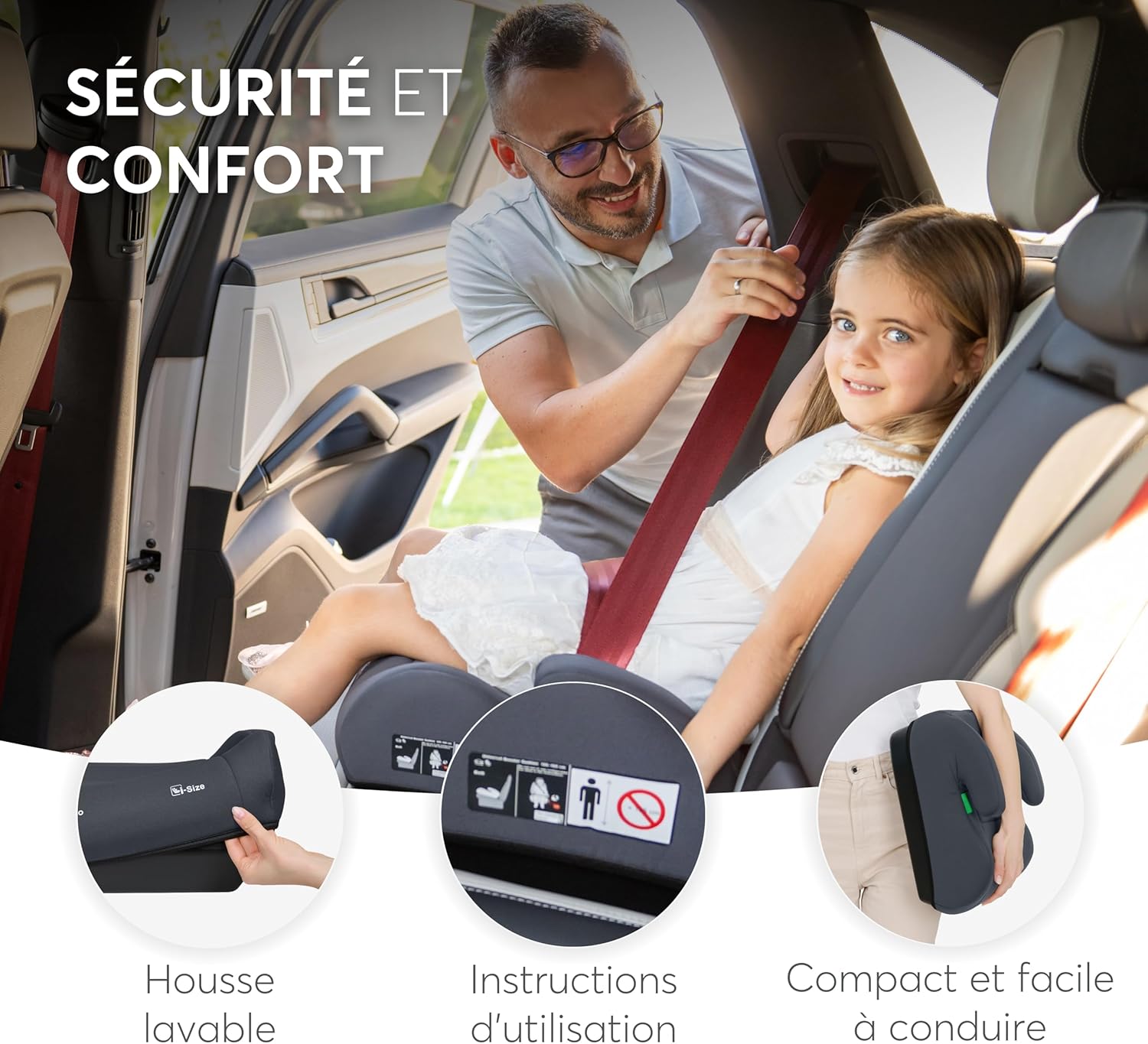 Detalle de KikkaBoo Rehausseur Voiture Enfant i-UP, i-Size — 125–150 cm / 22–36 kg