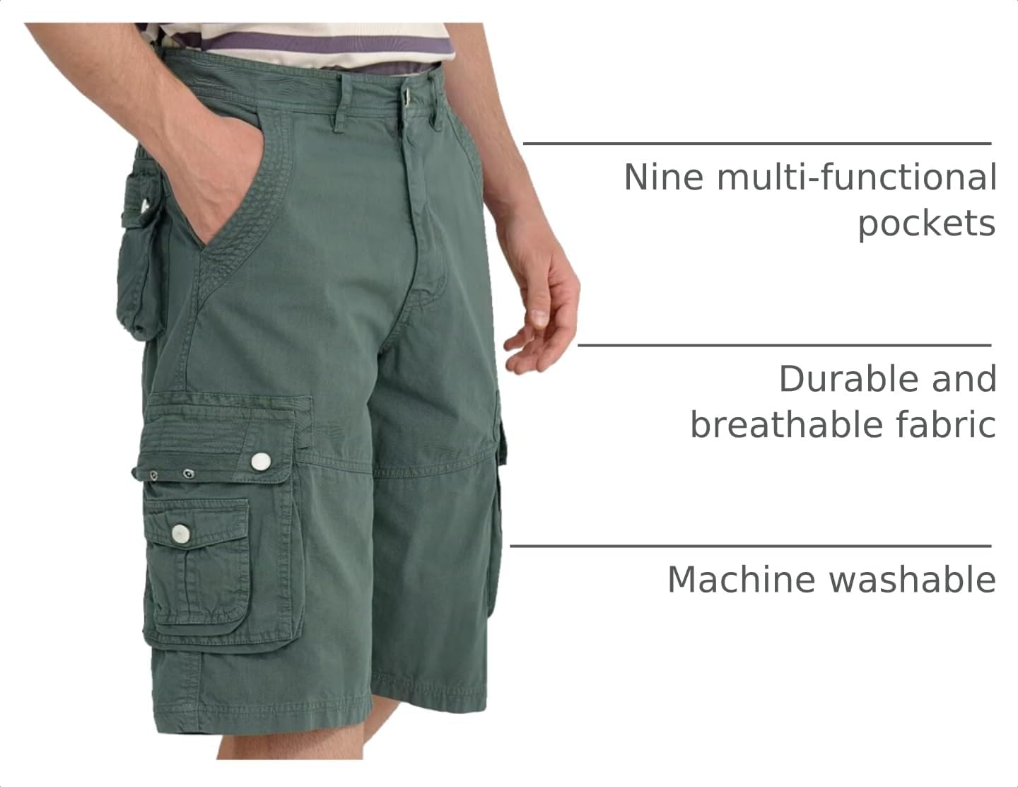 Detalle de BEST SOUTH Men's Capri Long Twill Cargo Shorts: Practical, Comfortable, And Ready For Outdoor Days