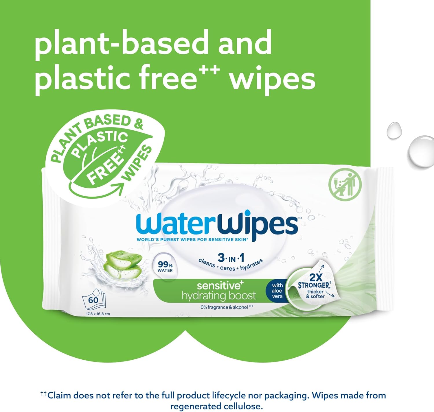 Thumbnail 2 de WaterWipes Sensitive+ Hydrating Boost Wipes 720 Count (12 Packs) – 3-in-1 Clean, Care & Hydrate