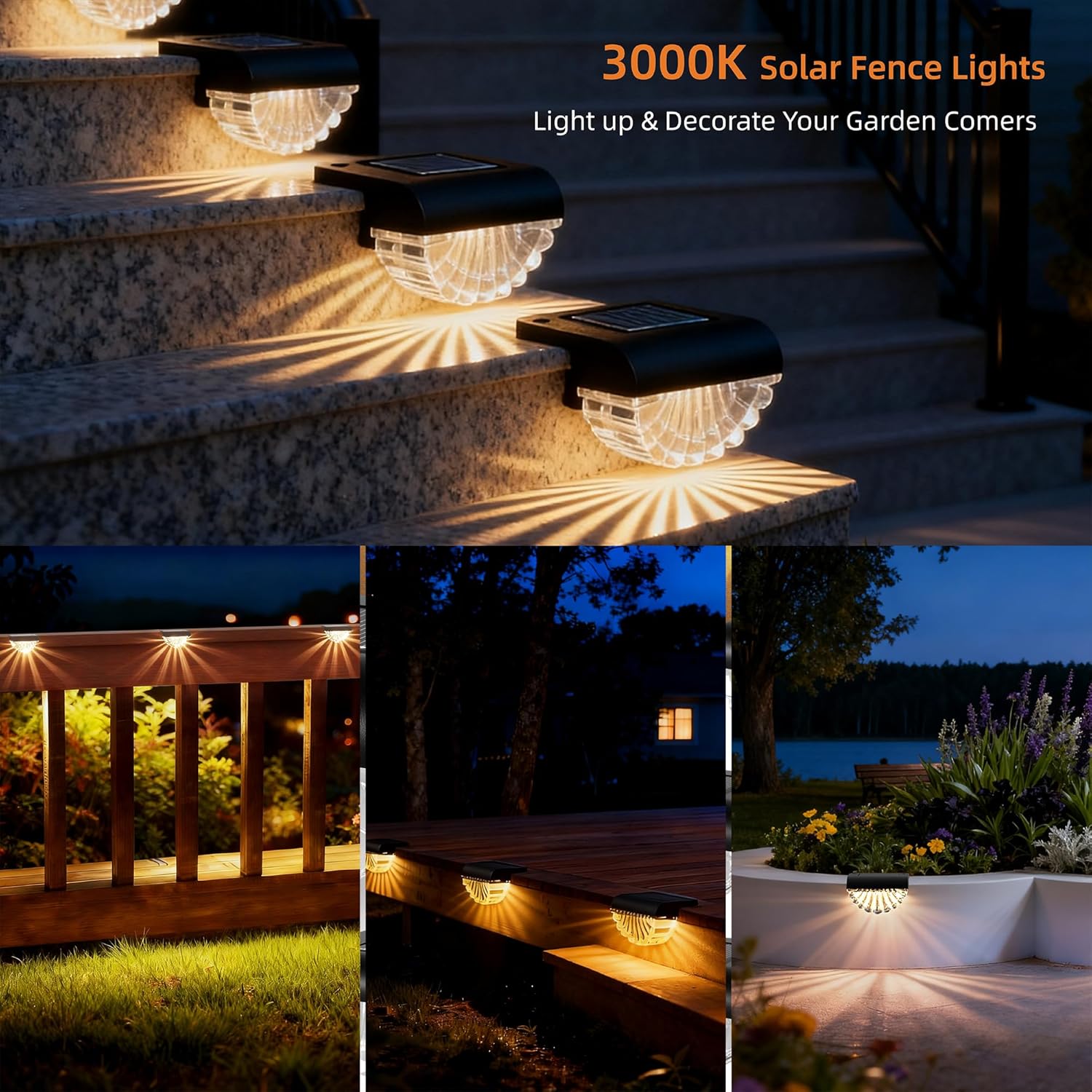 Detalle 2 de Lankey Sound Solar Fence Lights 6 Pack