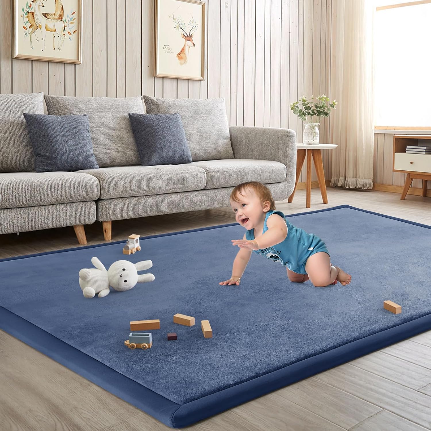 Thumbnail 4 de ILPEOD Baby Play Mat for Floor – 59" x 79" Memory Foam Crawling Mat in Sapphire Blue