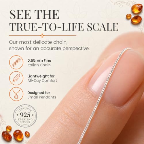 Detalle de SilverAmber Jewellery UK 925 Sterling Silver 18" Delicate Italian Curbs Chain Necklace (0.52 mm) – GCH00518