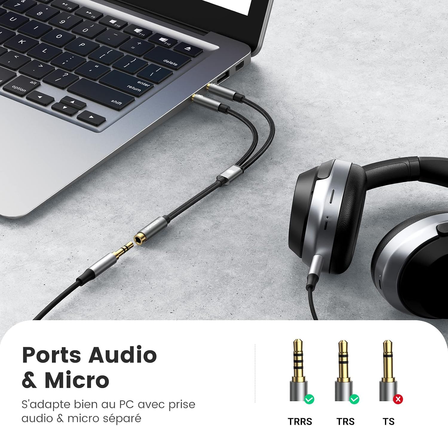 Detalle 2 de UGREEN Splitter Audio 3,5 mm 20 cm